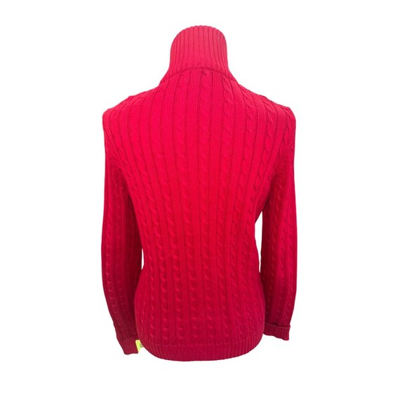 Lauren Ralph Lauren Preppy Old Money Fisherman Red Cable Heavy Knit Sweater - Picture 5 of 13